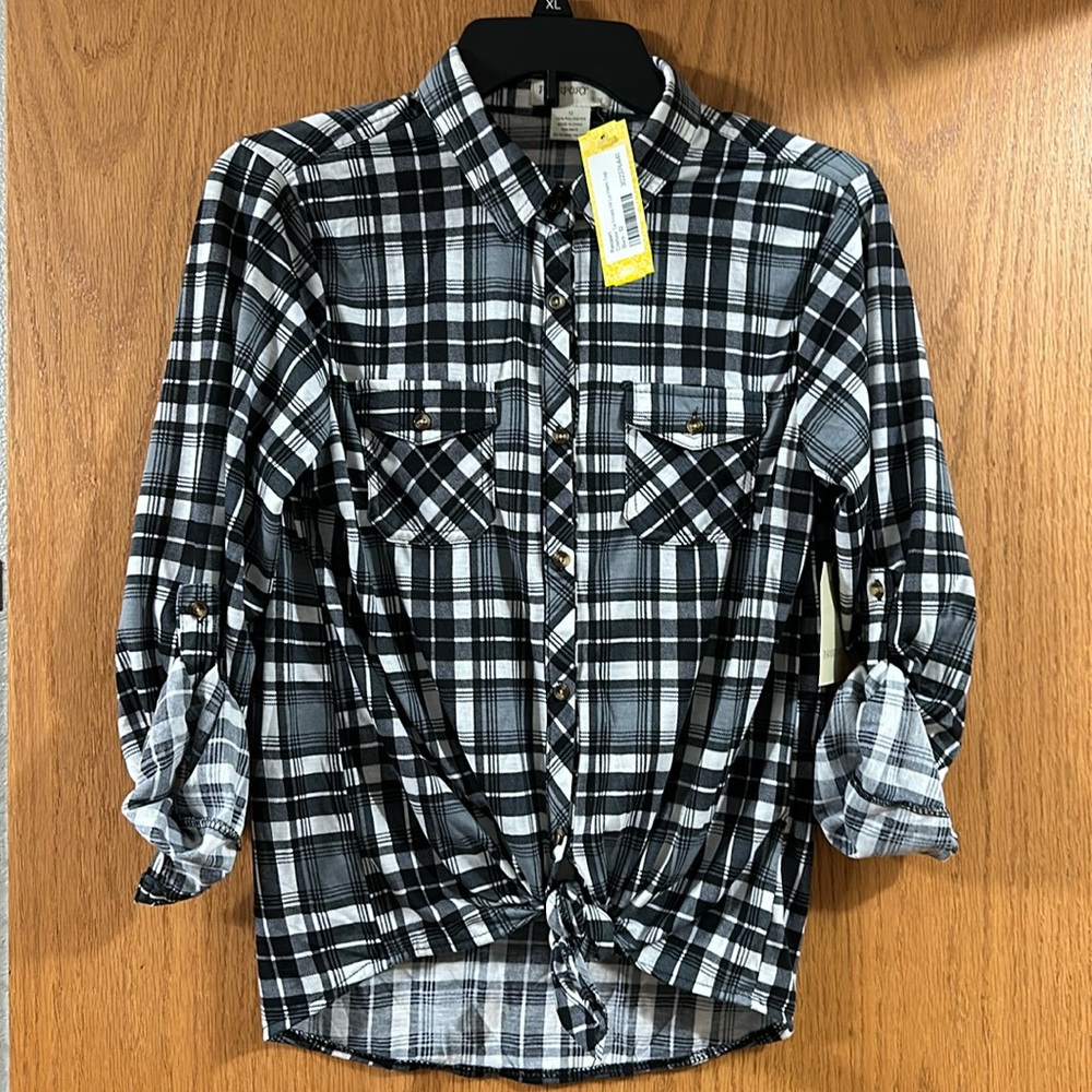 Girls Passport Chelsea Tie Front Hi Lo Hem Top
